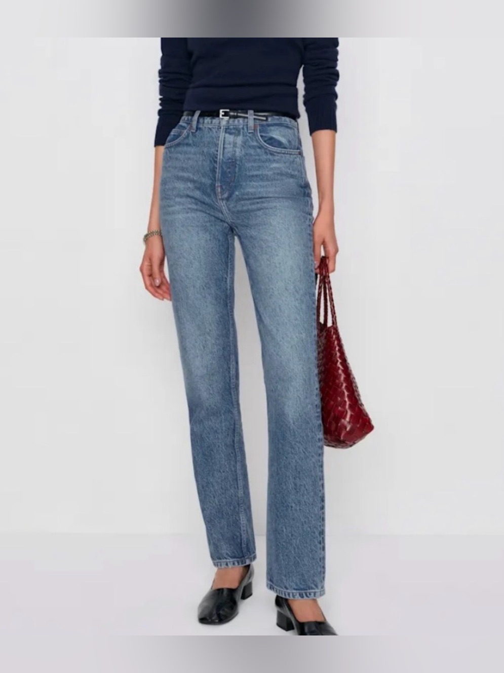 Reformation Jeans Colorado Wash High Waisted Straight Leg Blue Denim Jean